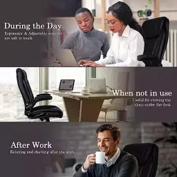 ib basics Ergonomica High Back Leatherette Ergonomic Manager Office Chair Black, Ergo048 image 2