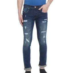 Duke Dark Blue Slim Fit Heavily Washed Jeans-image-47