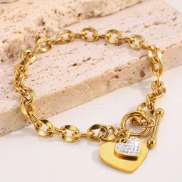 Designs & You Women American Diamond Gold-Plated Charm Bracelet image 2