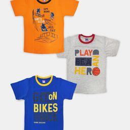 Here&Now X Game Begins Boys Pack of 3 Assorted Typography Printed T-shirts-picture-22