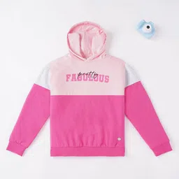 Ed-a-Mamma Sustainable Cotton Full Sleeves Hoodie Colour Block - Light Pink-image-40