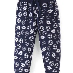 Babyhug Cotton Looper Knit Full Length Lounge  Pant Football Print -  Navy Blue-picture-25