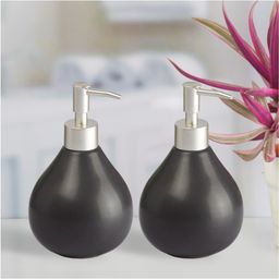 Kookee Ceramic Soap Dispenser handwash Pump for Bathroom, Set of 2, Black (9513)-350 ml-picture-42