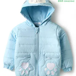 Babyoye Full Sleeves Hoodie Jacket with Bear Print - Light Blue-picture-28