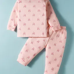 Tango Interlock Knit Full Length Night Suit With Animal Print - Pink-picture-16