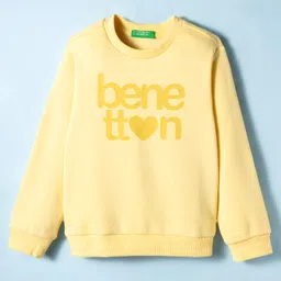 UCB Knit Full Sleeves Pullover Sweatshirt with Brand Name Print - Yellow-picture-12
