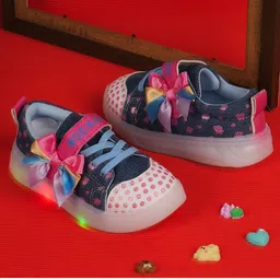 FEETWELL SHOES Polka Dots Designed Bow Applique Detailed LED Sneakers - Blue-image-41