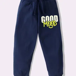 KAVEE Pure Cotton Knit Biowashed Full Length Good Mood Text Printed Lounge Pants - Navy Blue-picture-39