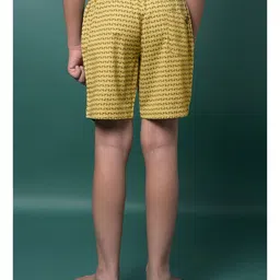 CRIMSOUNE CLUB Cotton Woven Abstract Printed Shorts - Yellow image 3
