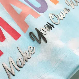 Smarty Girls 100% Cotton Half Sleeves T-Shirt Text Print - Blue image 3