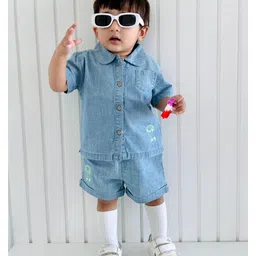 sweetlime by a.s Sweetlime By A.S. Denim Woven Koala Printed Shorts - Blue image 4