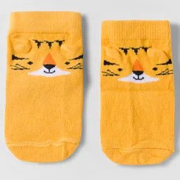 Cute Walk by Babyhug Knit Anti Bacterial Ankle Length Socks With Animal Design Pack of 3 - Multicolor image 4