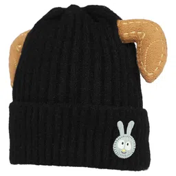 Kid-O-World Ribbed Bunny Patch Detailed Cap - Black image 5