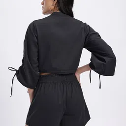 glitchez Ruched Flared Sleeve Waist Tie-Up Regular Fit Co-Ords image 3