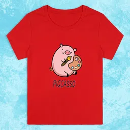 RCPL Bad Monkey Kids Red Pigcasso Printed Slim Fit T-shirt-picture-29