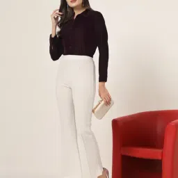 Style Quotient Women Wine Velvet Regular Fit Formal Shirt image 4