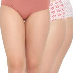 Clovia White & Pink Cotton Printed Hipster Panties - Pack Of 3 image 1