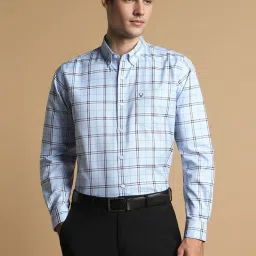 Allen Solly Blue Cotton Slim Fit Checks Shirt image 1