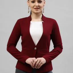 KASSUALLY Maroon Relaxed Fit Blazer image 1
