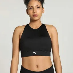 Puma Black Logo Print Sports Bra image 1