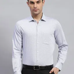 Monte Carlo Sky Blue Cotton Regular Fit Self Pattern Shirt image 1