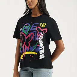 United Colors of Benetton Graphic Printed Pure Cotton Round Neck T-shirt image 5