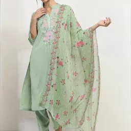 Rangriti Sage Green Printed Dupatta image 1