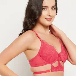 Clovia Pink Lace Non-padded Bra image 3