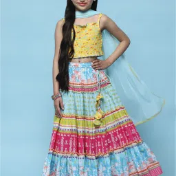 BIBA Girls Multicolor Floral Print Lehenga, Choli with Dupatta image 1
