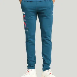 Puma x one8 Teal Blue Slim Fit Cotton Trackpants image 1