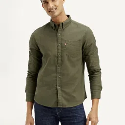 Levi's Olive Cotton Slim Fit Shirt image 1