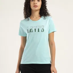 Levi's Blue Cotton Regular fit Logo Printed T-Shirt image 1