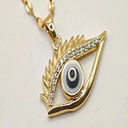 SAPRAA TRENDS Gold-Plated American Diamond Studded Anti Tarnish Evil Eye Jewellery Set image 2