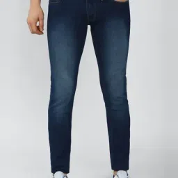 Peter England Jeans Navy Blue Cotton Skinny Fit Jeans-picture-25