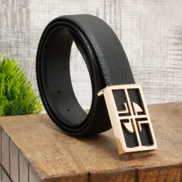 Louis Stitch Black Textured Leather Formal Belt for Men image 1