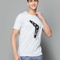 Fame Forever by Lifestyle Grey Melange Regular Fit Graphic Print T-Shirt image 1