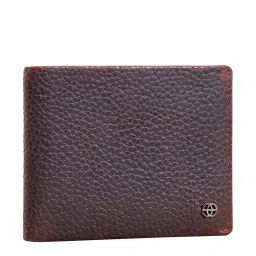 Eske Devin Brown Textured Bi-Fold Wallets For Men image 2