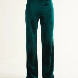 Cover Story Green Regular Fit High Rise Trousers-image-82