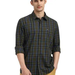 Arrow Green Cotton Slim Fit Checks Shirt-picture-26