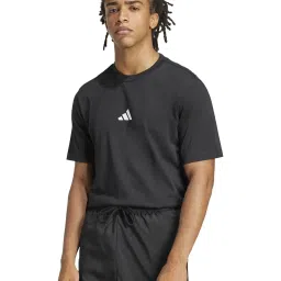 Adidas Black Cotton Regular Fit Sports T-Shirt image 1