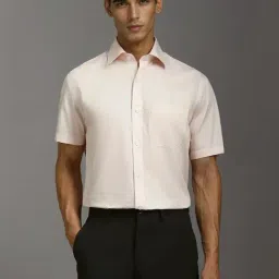 Louis Philippe Peach Cotton Regular Fit Shirt-image-40