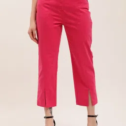 Elle Dark Pink Flat Front Trousers image 1