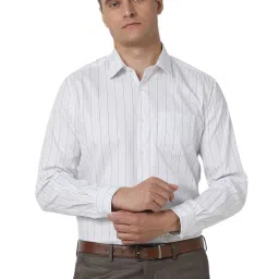 Van Heusen White Regular Fit Stripes Shirt image 1