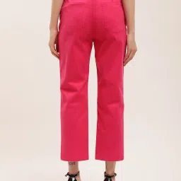 Elle Dark Pink Flat Front Trousers image 2