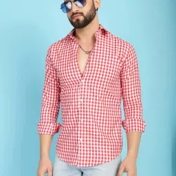 Indian Needle Red Regular Fit Check Shirt image 1