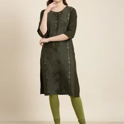showoffff SHOWOFF Green Floral Print Kurta image 1