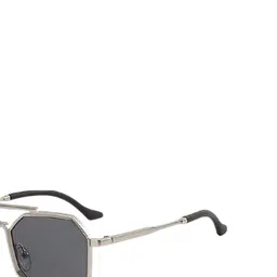 SPADEACES Unisex Black Lens & Silver-Toned Aviator Sunglasses With UV Protected Lens image 4