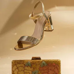 Rocia by Regal Women's Golden Ankle Strap Sandals image 1