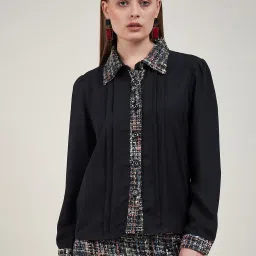 KASSUALLY Black Self Design Shirt image 1