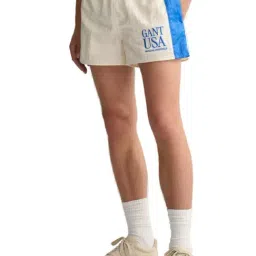 Gant White Relaxed Fit Logo Printed Shorts image 3